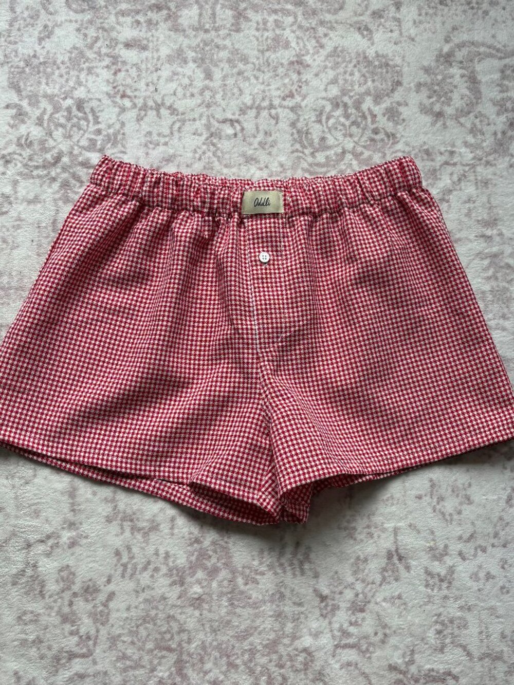 Oddli classic boxers shorts in red and white gingham